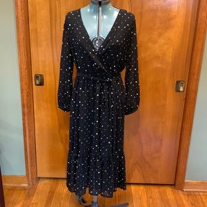 J crew Polka Dot Dress with ruffled bottom and tie